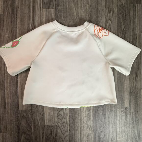 Disney Princess Tiana Girls Crop Top Shirt Size 13 Floral Embroidered White - Picture 2 of 6